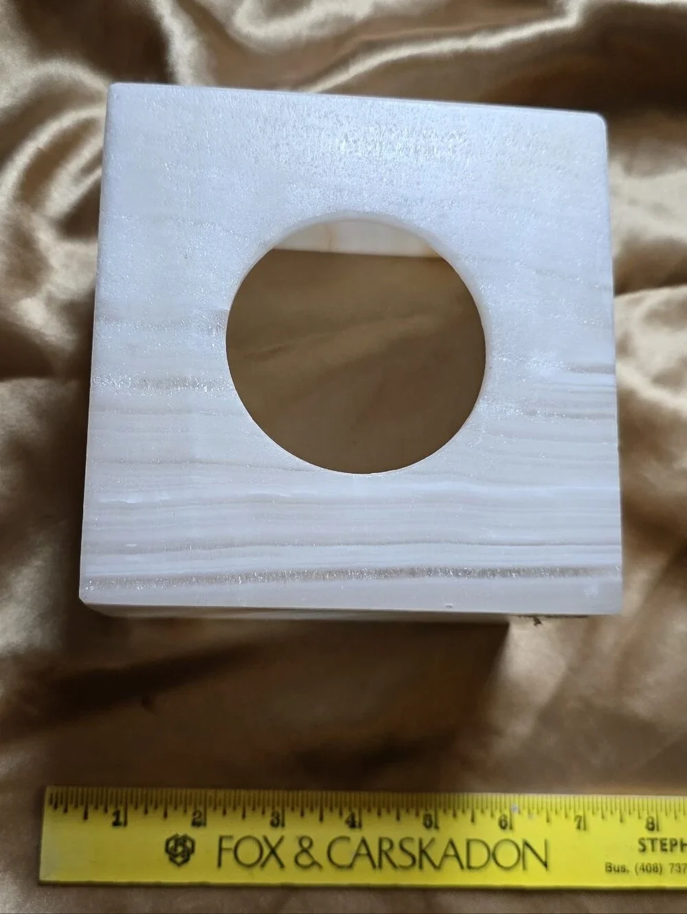 Vintage Collectable Tellez Off White Mexican Onyx Decorative Tissue Box Cover